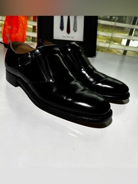 Johnson & Murphy Men's Aristocrat Black Leather Monk Strap Dress Shoes Size 10